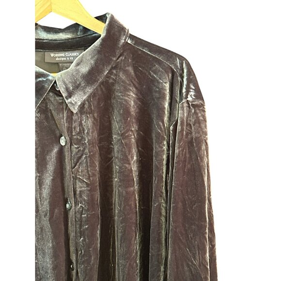 Vintage Working Classics Designs Co Black Velvet Button-Up Shirt 26/28 Oversized - Picture 2 of 6